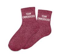 STC - Chaussettes à paillettes Team Emmerdeuse mot fantaisie Rouge 36-42