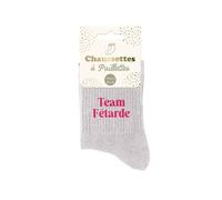 STC Chaussettes Team fêtarde Femme Gris à paillettes Taille 36/42 Cadeau Humour