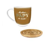 STC Coffret café (tasse et sous tasse) modèle Meilleur Papy du monde