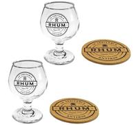 SUD TRADING Coffret de 2 Verres à rhum avec 2 dessous de verre