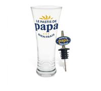 STC, Coffret Le Pastis de Papa - Composé d'un Verre à Pastis et d'un Bec verseur à la Mention Le Pastis Frais de Papa