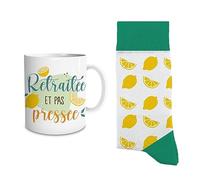 STC Coffret Mug et Chaussettes Assorties - Retraitée et Pas Pressée