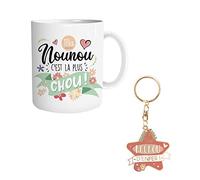 stc, coffret mug porte clé "ma nounou c'est la plus chou"
