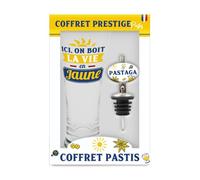 Coffret Verre à pastis avec bec verseur - La vie en Jaune - Bleu - 25 cl - 18 cm