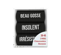 STC Coffret trio chaussettes homme beau gosse noir