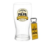 SUD TRADING Set Verre à Bière et décapsuleur - Verre et métal - Transparent