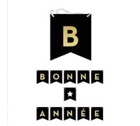 GUIRLANDE À FANIONS CARTON BONNE ANNÉE 3M NOIR