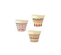 STC - Lot de 3 Pots de Fleurs en Bambou Ø 15,5 cm - Motif