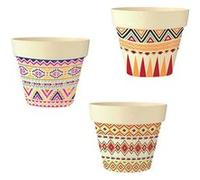 STC - Lot de 3 Pots de Fleurs en Bambou Ø 15,5 cm - Motif G