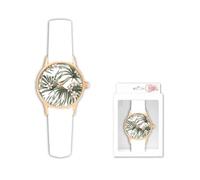 STC - Montre Tendance Bracelet Uni Blanc Imprimé