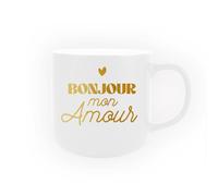 STC - MUG CÉRAMIQUE Bonjour Mon Amour Blanc Mat