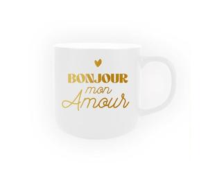 STC - MUG CÉRAMIQUE Bonjour Mon Amour Blanc Mat