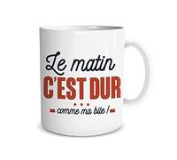 STC Mug humoristique «Le Matin» – Céramique 9,5 cm – Compatible lave-vaisselle – Blanc