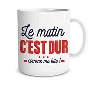 Mug Humoristique - Le Matin - Céramique - 9.5 cm - Compatible Lave-Vaisselle - Blanc