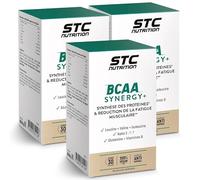 STC NUTRITION - BCAA Synergy+ Leucine, Isoleucine, Valine, Glutamine, Vitamines B2, B6 & B12 - Résistance & récupération musculaire - Limite les courbatures - Lot de 3