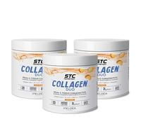 STC NUTRITION - Collagen Duo - Favortes Skin, Bone, and Joint Health - Marine Collagen Type I + Vitamines C & E + Sélénium + Manganèse - Natural Peach Saveur - Naturelle pêche - 3 pots