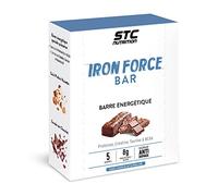 STC NUTRITION - Iron Force Bar - Barre énergétique protéinée - Créatine + Taurine + BCAA - Actif breveté - Etui de 5 barres - Goût praliné enrobage chocolat