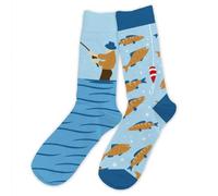 STC - Paire DE Chaussettes Coton Passion PÊCHE Homme Bleu One Size (39-45) 2 Count