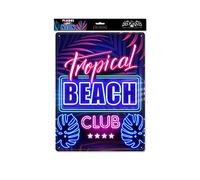 STC Plaque Déco Effet Néon 40x30 cm - Tropical Beach Club