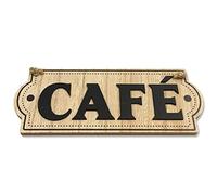 STC Plaque Décorative Rustique Multicolore 20 cm en Bois - Montage Mural - Thème Café