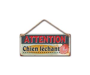 STC Plaque Décorative en Métal 13x30 cm - Chien léchant