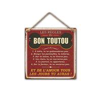 STC Plaque Décorative en Métal 20x20 cm - Les Règles du Bon Toutou
