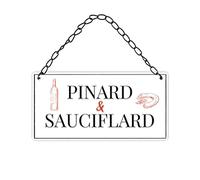 SUD TRADING Plaque à suspendre relief - Pinard et sauciflard - Hauteur 10 cm - Largeur 20 cm - Profondeur 1 cm