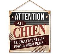 STC - Plaque Métal Attention au Chien, le Chat n'est pas fiable non plus !