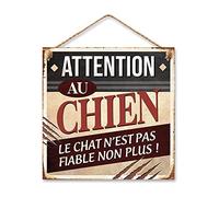 STC - Plaque Métal Attention au Chien, Le Chat n'est Pas fiable Non Plus !