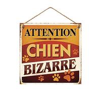 STC – Plaque Métal – Attention Chien Bizarre