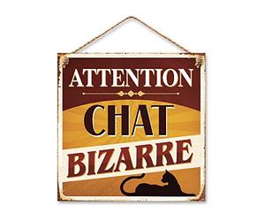 STC Plaque Métal Chat Bizarre 20 x 20 cm