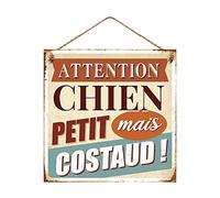 STC Plaque Métal Chien Petit mais Costaud 20 x 20 cm