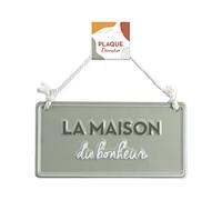 STC Plaque metal relief maison du bonheur 20x10cms