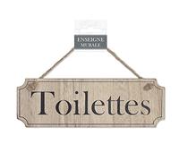 STC Plaque porte bois toilettes