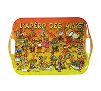 STC Plateau Repas Rectangulaire Classique en Acier Inoxydable, 29 x 29 x 42 cm, Lavable en Machine, Pour Nourriture, L'apéro des amis