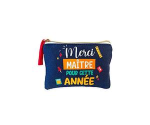 STC Porte-Monnaie Coton Merci MAÎTRE 8.5X12CM Bleu
