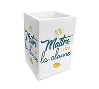 STC - POT À CRAYONS BOIS MAÎTRE CLASSE 8X12CM BLANC