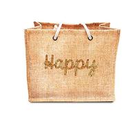 STC Sac cabas toile de jute happy - idéal pour la plage et l'été