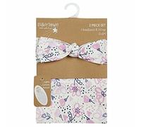 STC Stores Ensemble cadeau pour bébé - Chapeau bandeau, couverture d'emmaillotage, chaussettes, bavoir - Licorne florale dinosaure (2 pièces florales)