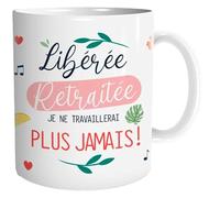 STC Mug Céramique Libérée Retraitée – Blanc, compatible micro-ondes, 11,5×8×9,5 cm