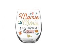 Verre - Mamie Chérie - Transparent - Motifs Végétaux - Cœurs Dorés