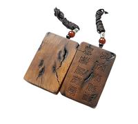 STCCNB Pendentifs amulette vintage en bois avec symboles sculptés, bijoux culturels de style chinois