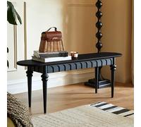 STCERY Banc De Salle À Manger Vintage en Bois, Banc De Bout De Lit avec Coins Arrondis pour Plus De Sécurité, Siège D'entrée Lisse Et Délicat, pour Cuisine, Salon(Black,120cm/47.2in)