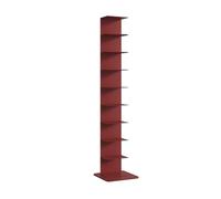 STCERY Bibliothèque À Colonne Vertébrale en Métal, Bibliothèque Ouverte Moderne pour Petit Espace, Grande Étagère De Rangement Verticale Au Sol, pour Chambres, Bureaux(Red)