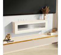 STCERY Boîte De Rangement De Routeur Moderne, Armoire De Routeur Murale, Support De Blindage De Prise, Console Multimédia, Cache-boîte Wi-FI, Aucun Assemblage Requis(Beige,70cm/27.5in)