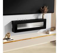 STCERY Boîte De Rangement De Routeur Moderne, Armoire De Routeur Murale, Support De Blindage De Prise, Console Multimédia, Cache-boîte Wi-FI, Aucun Assemblage Requis(Black,100cm/39.4in)
