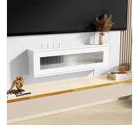 STCERY Boîte De Rangement De Routeur Moderne, Armoire De Routeur Murale, Support De Blindage De Prise, Console Multimédia, Cache-boîte Wi-FI, Aucun Assemblage Requis(White,40cm/15.7in)