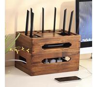 STCERY Cache-boîtier Wi-FI, Armoire De Rangement pour Routeur, Multiprise en Bois Et Organiseur De Gestion des Câbles, Boîte De Rangement Wi-FI Multicouche De Bureau(23.5cm/9.2in)