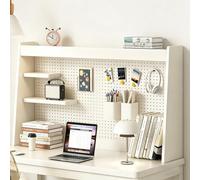 STCERY Étagère De Bureau en Bois, Meuble De Rangement Polyvalent pour Plan De Travail, Organisateur De Bureau Et Bibliothèque, pour Fournitures Décoration Intérieure(White,140cm/55.1in)