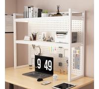 STCERY Organiseur De Bureau avec Panneau Perforé, Étagère De Présentation Réglable, Rack De Rangement Métallique pour Plan De Travail, Décoration D'intérieur(White,140 * 100cm/55.1 * 39.4in)